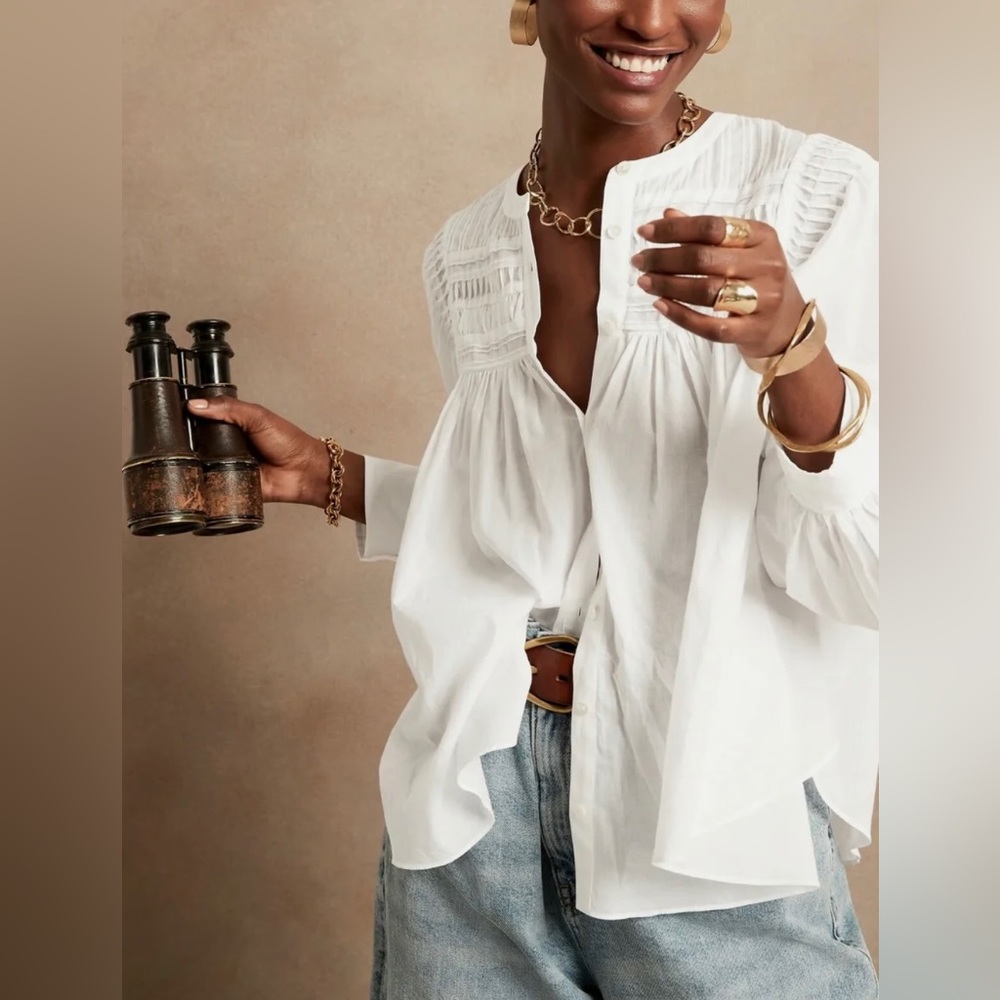 Banana Republic ‘Pin Tuck Swing Top’ Blouse - XX-Small Petite X-Small